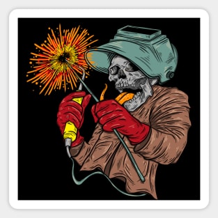 crazy welder skull Magnet